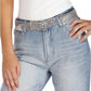 Cinto Feminino Corrente Strass Brilhante Prata