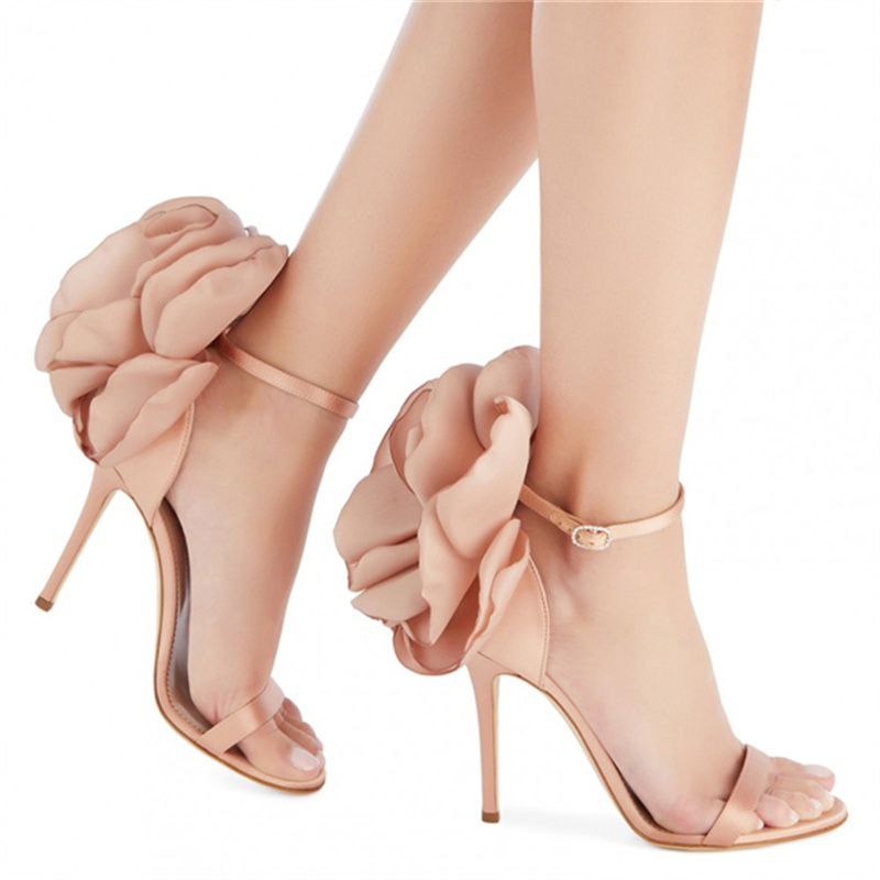 Sandália Salto Alto Flor