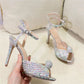 Sandália Peep Toe Strass