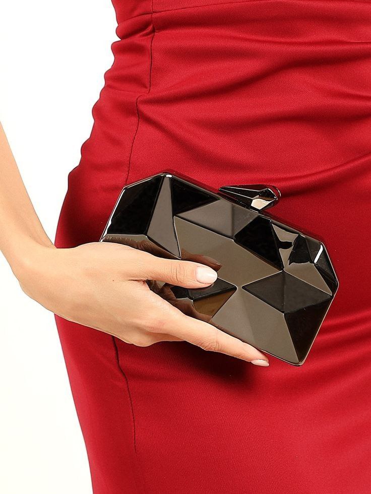 Bolsa Clutch Geométrica Preta