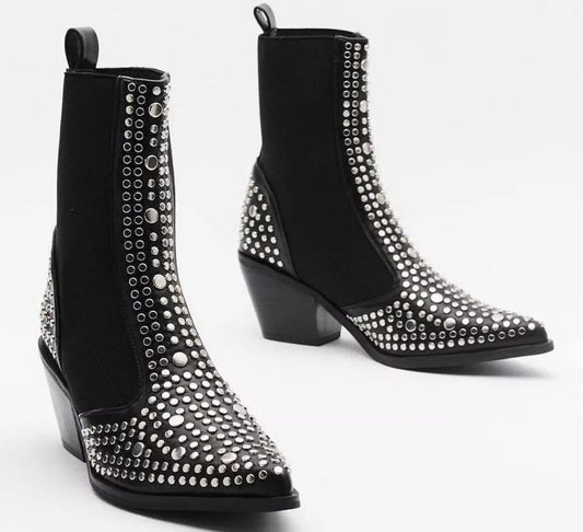 Bota Feminina Cano Curto com Strass