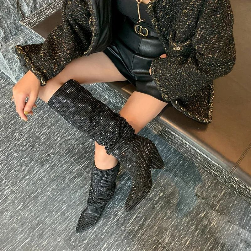 Bota Cano Alto Over The knee de Strass