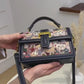 Bolsa de Couro de Ombro e de Mão Quadrada