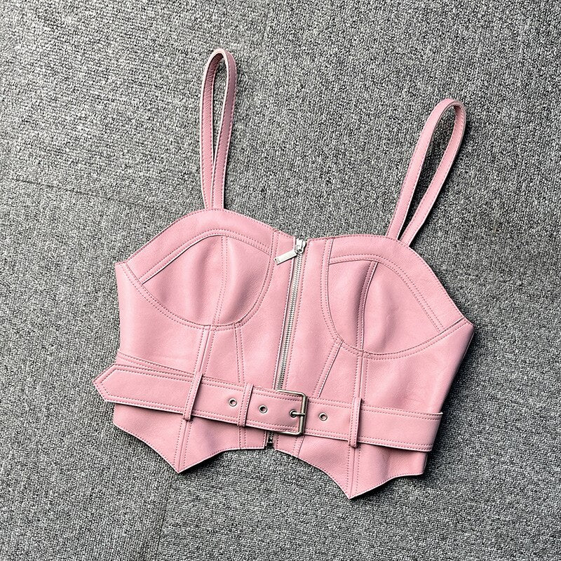 Top Cropped Couro Colorido
