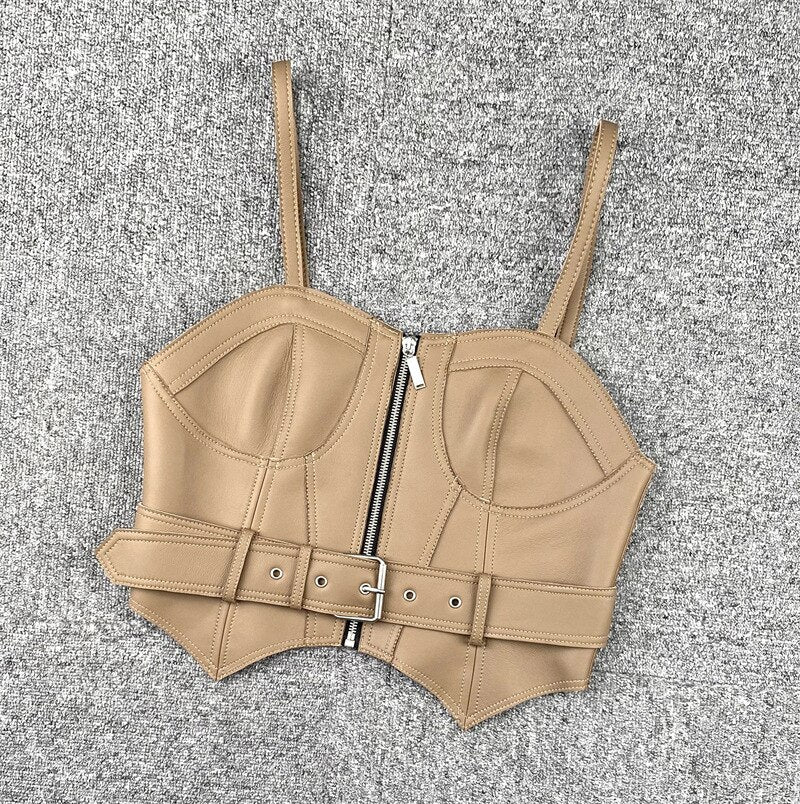 Top Cropped Couro Colorido