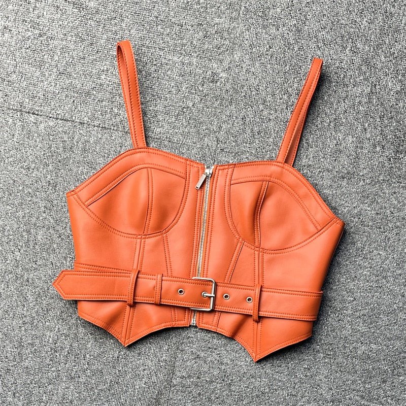 Top Cropped Couro Colorido