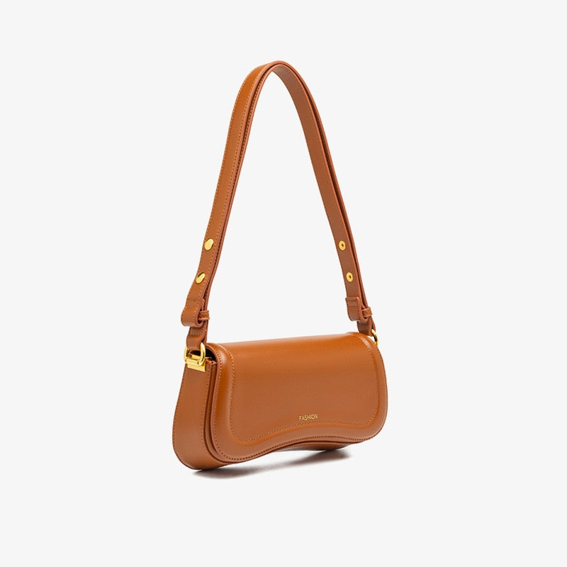 Bolsa Baguete de Couro Vintage