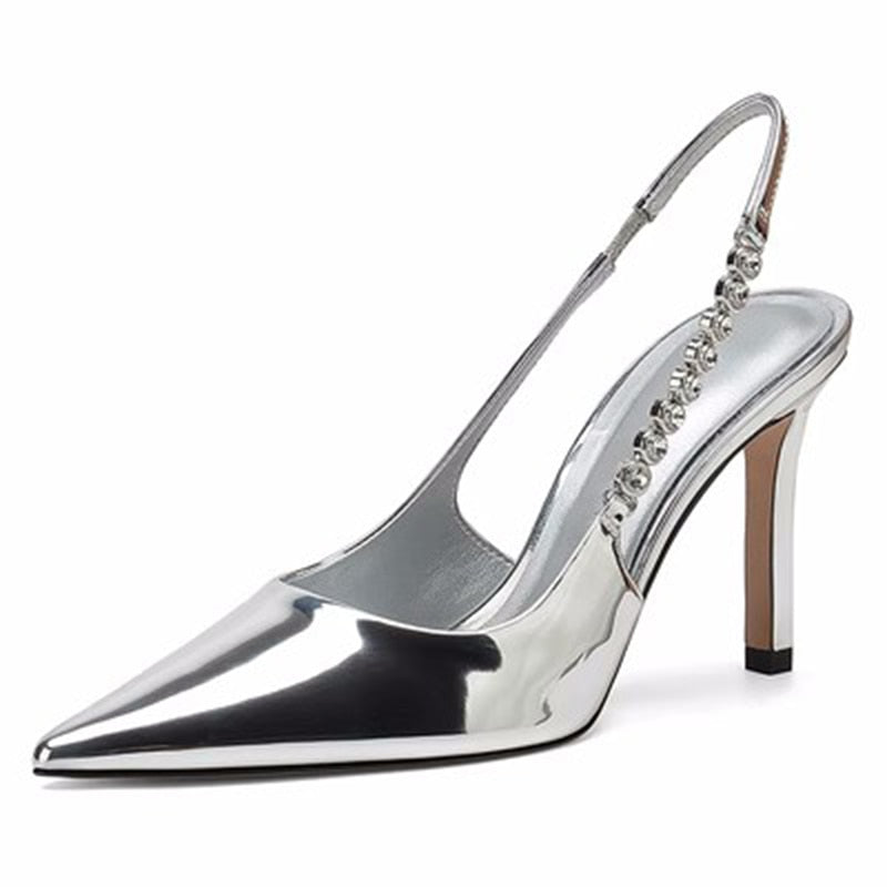 Sandália Scarpin Bico fino Prata