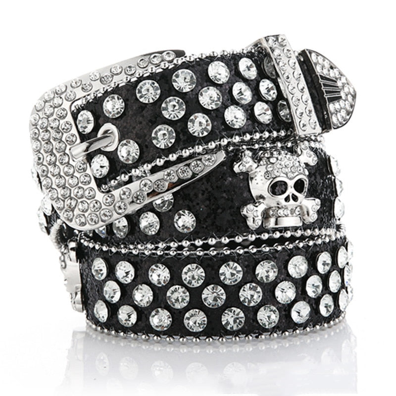 Cinto de Couro com Strass Y2k Punk